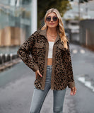Leopard Print Buttoned Long-Sleeve Jacket With Versatile Styling