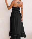 Lace Patchwork High-Waisted Halter Dress for Chic Elegance