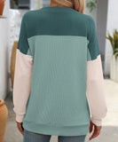 Round Neck Stretchy Strip Multicolor Long Sleeve T Shirt