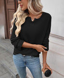 Striped Waffle Knit Top Stretch All Day Comfort Everyday