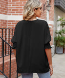 Loose Fit Round Neck Blazer Solid Color Nylon Elastane