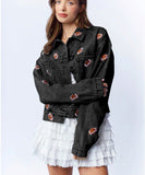 Distressed Denim Jacket Heavy Duty Embroidered For Men