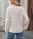 Striped Waffle Knit Top Stretch All Day Comfort Everyday