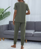 Chic Comfort Home Suit with Short-Sleeved Top and Slim Trousers