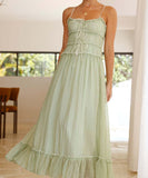 Lace Patchwork High-Waisted Halter Dress for Chic Elegance