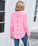 Casual Round Neck Long Sleeve Tee With Curved Hem Open Front