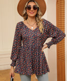 Printed Bubble Long Sleeve Fitted Top Nylon Elastane Blend