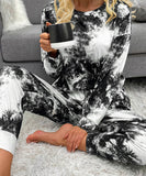 Large-Size Tie-Dye Printed Long-Sleeved Home Wear Set