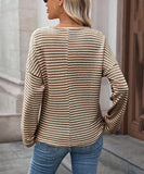 Striped Waffle Knit Top Stretch All Day Comfort Everyday
