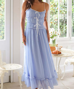 Lace Patchwork High-Waisted Halter Dress for Chic Elegance