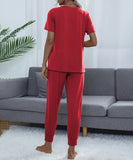 Chic Comfort Home Suit with Short-Sleeved Top and Slim Trousers