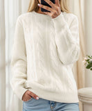 Relaxed Round Neck Sweater Top For Women Casual Everyday