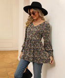 Printed Bubble Long Sleeve Fitted Top Nylon Elastane Blend