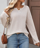 Striped Waffle Knit Top Stretch All Day Comfort Everyday