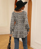 Printed Bubble Long Sleeve Fitted Top Nylon Elastane Blend