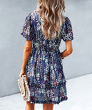 Casual Vacation Style Floral Print Half Skirt Dress for Women