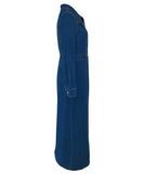 Women's Denim Long Sleeve Coat Style Dress with Button Closure