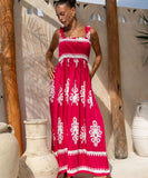 Vacation-Style Halter Top Beach Dress with High Waist Skirt