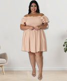 Oversized One-Shoulder Wide Sleeve Dress for Women with Short Sleeves