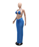 Three-Dimensional Pattern Backless Tie-String Bikini Set