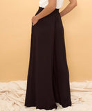 Loose Wide Leg Pants with Drawstring Waist in Blue and Black