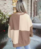Casual Patchwork Collar Long Sleeve Pullover Soft And Cozy