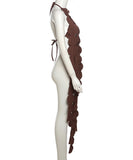 Sexy Sleeveless Backless Sheer Long Dress in Brown Black Rose