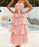 Stylish Strapless Backless Cake Dress in Vibrant Colors