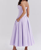 Sexy Sleeveless Plunging Dress Solid Color Polyester