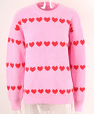 Classic Women Heart Pattern Knit Sweater Trendy Pullover