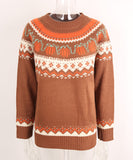 Relaxed Classic Christmas Round Neck Sweater For Women