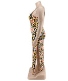 Stylish Print Halter Sexy Hip Wrap Dress for Effortless Elegance