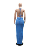 Three-Dimensional Pattern Backless Tie-String Bikini Set