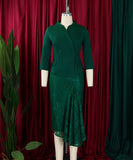 Fashion Long Sleeved Top and Lace Wrap Bottom Skirt Two Piece Set African Outfit