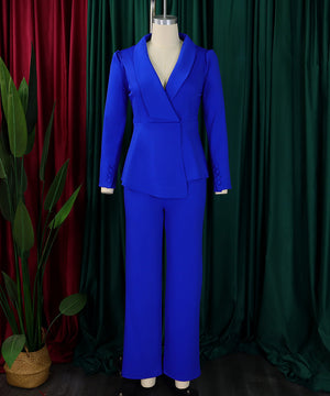 Chic Ruffled Top and Wide-Leg Pants Fashion Suit for You