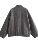 Relaxed Stand Up Collar Button Down Casual Everyday Jacket