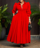 Solid Color Long Sleeve Swing Dress in Light Pink Black Red White