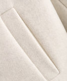 Pure Color Wide Zip Wool Coat With Classic Fit Beige