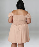 Oversized One-Shoulder Wide Sleeve Dress for Women with Short Sleeves