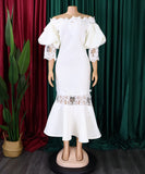 One-Shoulder Lace Fishtail Dress Elegant Charm Evening Gown