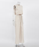 Chic Sleeveless Blazer Top and Trousers Set in Vibrant Colors