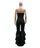 Stylish Sexy Top Solid Color Pleated Lace Jumpsuit for Elegant Nights