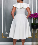 V Neck Ruffled Floral Evening Dress for Elegant Banquets