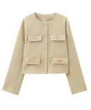 Fashionable Button Embellished Short Blazer Polyester