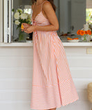 Women's V Neck Striped Bandeau Dress in Blue Cyan Pink Yellow