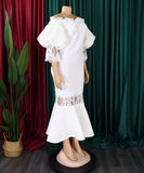 One-Shoulder Lace Fishtail Dress Elegant Charm Evening Gown