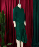 Fashion Long Sleeved Top and Lace Wrap Bottom Skirt Two Piece Set African Outfit