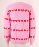 Classic Women Heart Pattern Knit Sweater Trendy Pullover