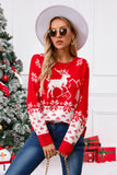 Classic Christmas Tree Print Round Neck Pullover For Women