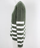 Relaxed Patchwork Striped Sweater With Round Neck Casual